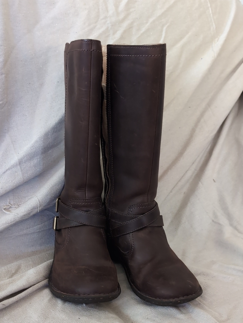 UGG Dark Brown Leather Tall Zip Riding Boots